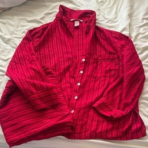 Victoria's Secret Red and White Striped Men's Shirt